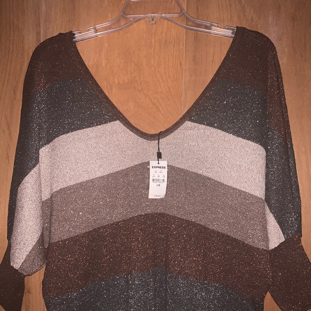 Brand New Express Metallic Lightweight Sweater - Picture 2 of 2